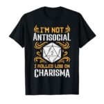 Not Anti Social Low Charisma Funny RPG Gamer Men Boys Kids T-Shirt