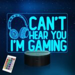 YuanDian Can’t Hear You I’m Gaming Night Light, Headset Graphic Video Games Gamer Gift Funny 3D Illusion Lamp 16 Colors Changing Touch & Remote Control…