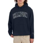 Champion Men’s Hoodie, Game Day 2.0, Moisture Wicking, Athletic Sweatshirt, Hooded Pullover, Navy Outline Arch