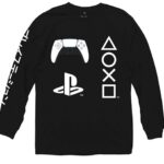Ripple Junction Sony PlayStation Men’s Long Sleeve T-Shirt Controller, Logo, and Buttons XL Black