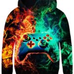 AIDEAONE Kids Hoodies Pullover Sweatshirt for Boys Girls Fashion Smoke Gamepad Print Hoodies Size 11-13 Spring Outfits with Pocket