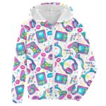 Fanient Girls Hoodies Game Controller Headphones MP3 Sweatshirt Zip Up Long Sleeve Hooded Hoody with Pocket Szie 5-6