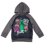 Minecraft Creeper Mob Big Boys Athletic Pullover Hoodie Black/Dark Grey 14-16