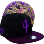 Capiche [99+ Variations] Snapback Cap, Hydra, Black and Purple Baseball Hat, Zilla, Serpentine Water Monster, Greek Mythology, Roman, LEMA, Underworld, Tattoo Art, Greece