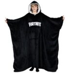 FORTNITE Oversized Hoodie Blanket Kids Fleece Extra Long Wearable Blanket Hooded Poncho Boys Girls Teens 14+ (Black Long/14+)