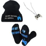 Novelty Do Not Disturb I’m Gaming Beanie Skull Cap & Socks Set, Funny Video Gamer Lovers Gaming Fathers Day (Set of 1)