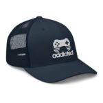 Addicted Video Gamer Hat Video Game Controller Gaming Gift Trucker Hat Cap Navy