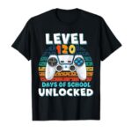 120 Days Of School Level Unlocked Gamer Video Games Boys Kid T-Shirt