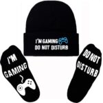 Do Not Disturb I’m Gaming Socks Gaming Beanie Winter Hat,Funny Gamer Stocking Stuffers for Teens Boys Men Kids Black