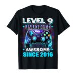 9th Birthday Boy Level 9 Gamer 9 Year Video Game Party T-Shirt