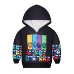 Hoodie Jacket for Kids Sweater for Boys Us Game Print Fashion Pullover 5-12 Years Black