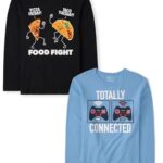 The Children’s Place,Boys,Gamer Long Sleeve Graphic T-Shirts,Multipacks,Food Fight/Connected 2-Pack,Large