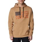 Columbia Men’s PHG Game Flag II Hoodie, Sahara/Cordovan Big Game Flag, 2X Tall