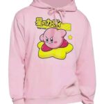 Seven Times Six Nintendo Men’s Kirby Warp Star Mad Face Design Graphic Print Hoodie (X-Large) Pink