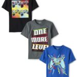 The Children’s Place Boys’ Short Sleeve Graphic T-Shirt 3-Pack, Gamer Square/Crazy Gamer/One More, Small