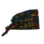 Bouffant Tie Back Hat for Painting and Cleaning Game Video Gaming Pattern Black Comfortable Working Cap