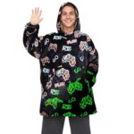 REXEO Wearable Blanket Hoodie Fleece Sweatshirt Blanket Gamer Gifts for Men Boyfriend Dad Flannel Hooded Blanket with Pocket and Sleeves for Adult