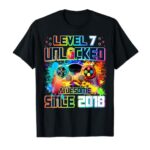 Level 7 Unlocked 7 Year Old Video Gamer 7th Birthday Gift T-Shirt