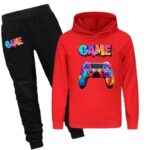 Zgekmby Boy’s Tracksuit Game Fans Cotton Pullover Hoodie Sweatshirt Kids Jogging Set 2 Pieces Sweatsuit Red 9-10 Years