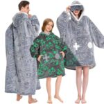 OLAOLA Wearable Blanket Hoodie, Oversized Soft Cozy Sherpa Hooded Blanket Kids, Plush Game Controller Blanket Sweatshirt with Eye Mask and Giant Pocket for Girls Boys