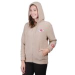 Ultra Game Women’s Standard NFL Official Super Soft Sherpa Full Zip Hoodie Sweatshirt Jacket, Sand, X-Large