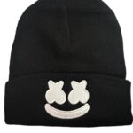 Video Game Marsh Mellow Smily Face Techno DJ Fashion Fortnit Trend Classic Winter Warm Knit Hat Beanie Cap Fort Children Adults Adolescents Cap Black