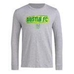 adidas Men’s Long Sleeve Pre-Game T-Shirt, Medium Grey Heather/Austin Fc, X-Large