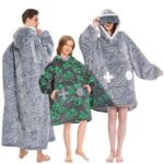 OLAOLA Wearable Blanket Hoodie, Oversized Soft Cozy Sherpa Hooded Blanket Adult, Plush Game Controller Extra Long Blanket Sweatshirt with Eye Mask and Giant Pocket for…
