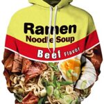 Keasmto 3D Ramen Beef Noodle Soup Hoodies Sweatshirts for Men Women Cotton Cute 3X-Large