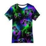 Boys Girls Short Sleeve Neon Shirt Cool 3D Graphic Game Lighting Print Size 10-12Y Neon Game Summer Tees Tops