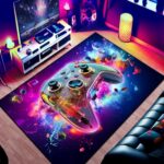 Gaming Area Rug Teen Boys Carpet, 3D Transparent Gamepad and Colorful Bomb Background Game Controller Design for Game Room, Gaming Room, Boys Girls Bedroom Playroom,…