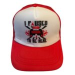 Popfizzy I Paused My Game Hat, Funny Gamer Trucker Hats, Great Gamer Gifts, Sarcastic Baseball Cap, Adjustable, Red