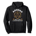 ADHD&D Roll For Concentration Retro Table Top Gamer Vintage Pullover Hoodie