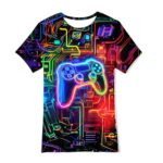 Summer Cool Neon Game Shirts for Boys Girls Size 8-9 Short Sleeve 3D Graphic Kids Novelty Tees Fashion Clothes