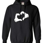 Go All Out 3X-Large Black Mens Mickey Heart Hands Sweatshirt Hoodie