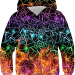 RAISEVERN Boys Hoodies Size 12 Girls Geometric Pullover Hoodie Long Sleeve Casual Soft Kids Hooded Sweatshirt Cool 3D Hoodie Novelty Hoody 13 Years with Pockets
