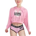 Littleforbig Women’s Bunnywatch Cosplay Gaming Casual Regular Fit Long Sleeve Drawstring Cropped Hoodie Sweater Pink S