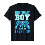 Level Up Birthday Boy Matching Gamer Party T-Shirt – Classic Fit, Black