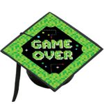 Big Dot of Happiness Game Over – Video Game Graduation Cap Decorations Kit – Grad Cap Cover