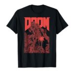 DOOM Red Sketched Cover Art Retro Video Game T-Shirt