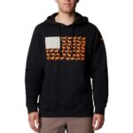 Columbia Men’s PHG Game Flag II Hoodie, Black/Blaze Dog Flag, X-Large Tall