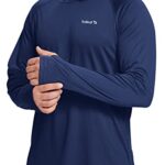 baleaf Men’s Sun Protection Hoodie Shirt UPF 50+ Long Sleeve UV SPF T-Shirts Rash Guard Fishing Swimming Lightweight Deep Blue L