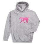 ChalkTalkSPORTS Girls Lacrosse Hooded Sweatshirt | LuLa The Lax Dog Pink | Gray | Adult Small