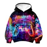 Idgreatim Youth Neon Hoodies for Boys 11 12 Novelty Gamer Gamepad Printed Hooded Sweatshirt Long Sleeve Caasual Thin Pullover Hoody Size 11-12T