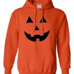 Go All Out Large Orange Mens Jack O Lantern Pumpkin Face Halloween Funny Sweatshirt Hoodie